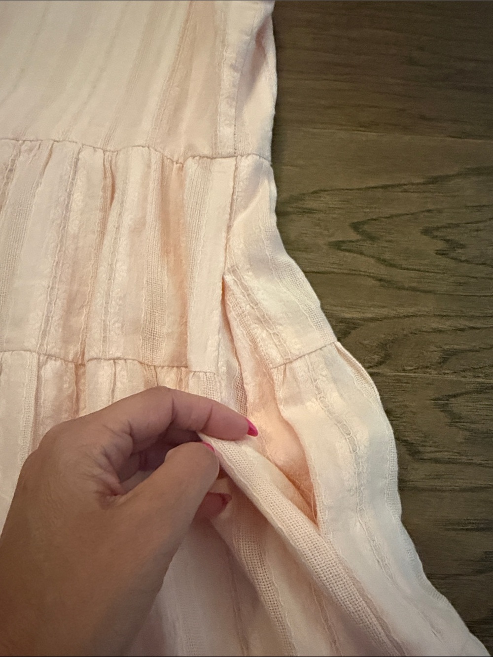 Amanda Uprichard Pruitt Pale Pink Tie-Shoulder Tiered Sundress M - Picture 10 of 11